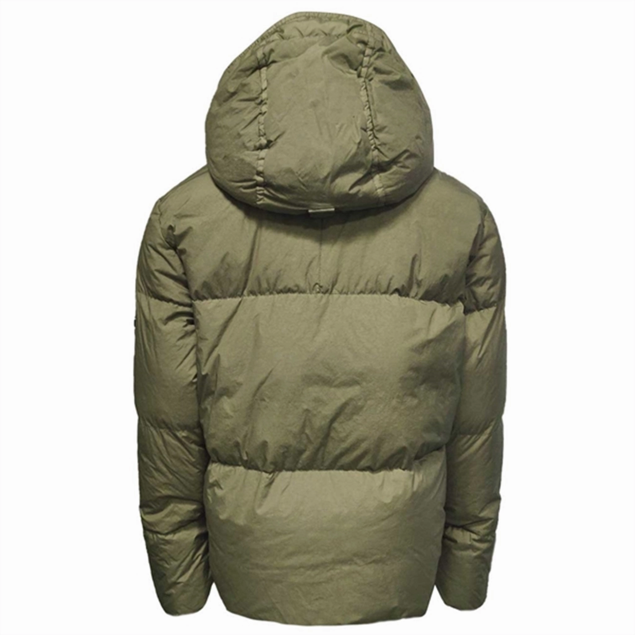 Stone Island Junior Down Jacket Olive Green Sporty Layers Classic Cut