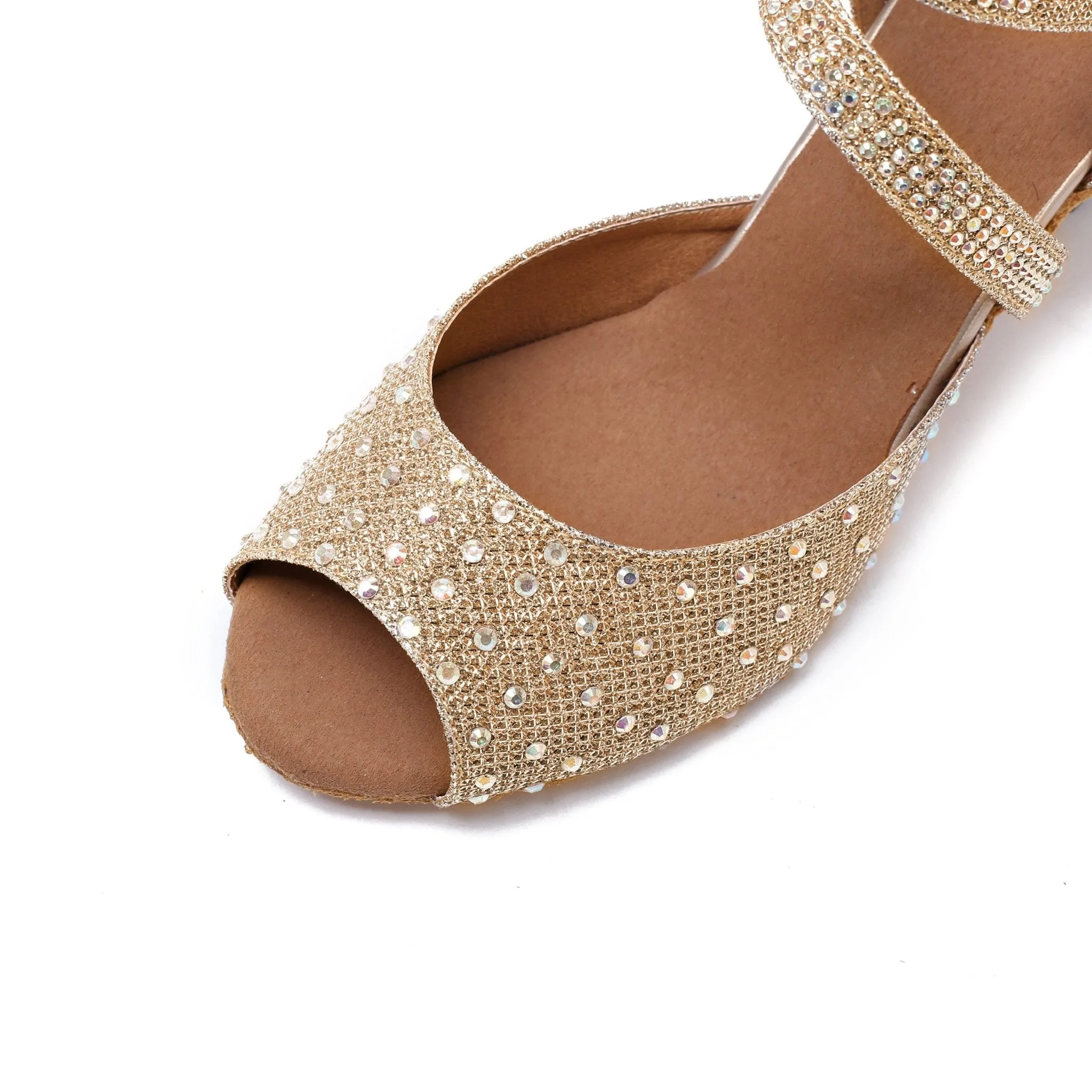 WEDOPUS Go-Go Glitter Faux Diamond Soft Bottom Ballroom Dance Shoes