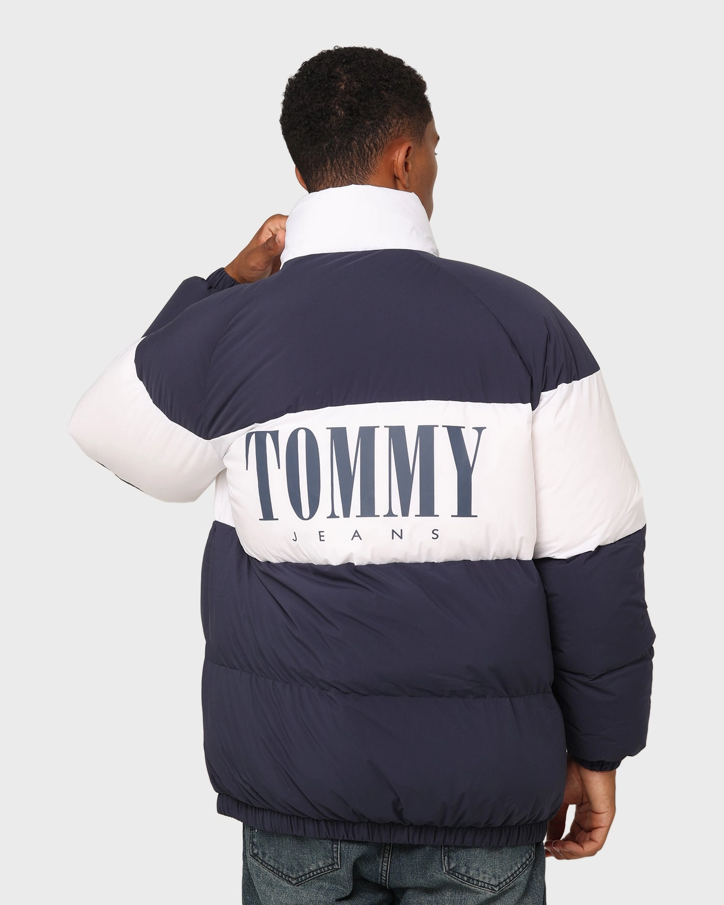 Flexible Elbow Panels Outdoor Ready Tommy Jeans TJM Authentic Serif Puffer Jacket Twilight Navy