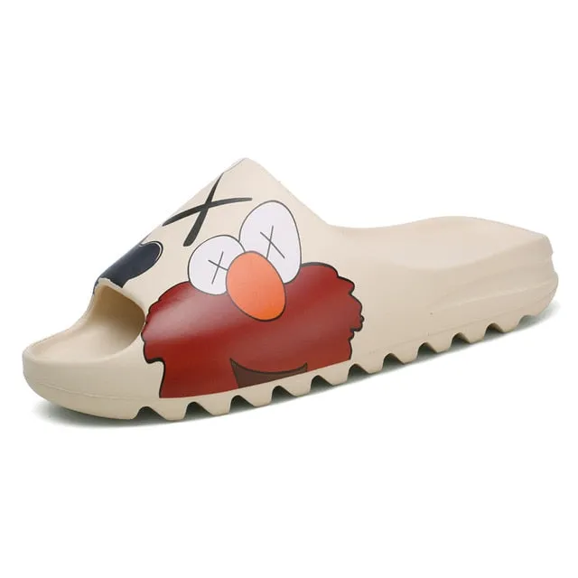 WEH 2020 Luxury brand Slides Men Shoes Slippers Indoor House slippers Graffiti Casual Beach Slipper EVA Quality Cartoon Shoes