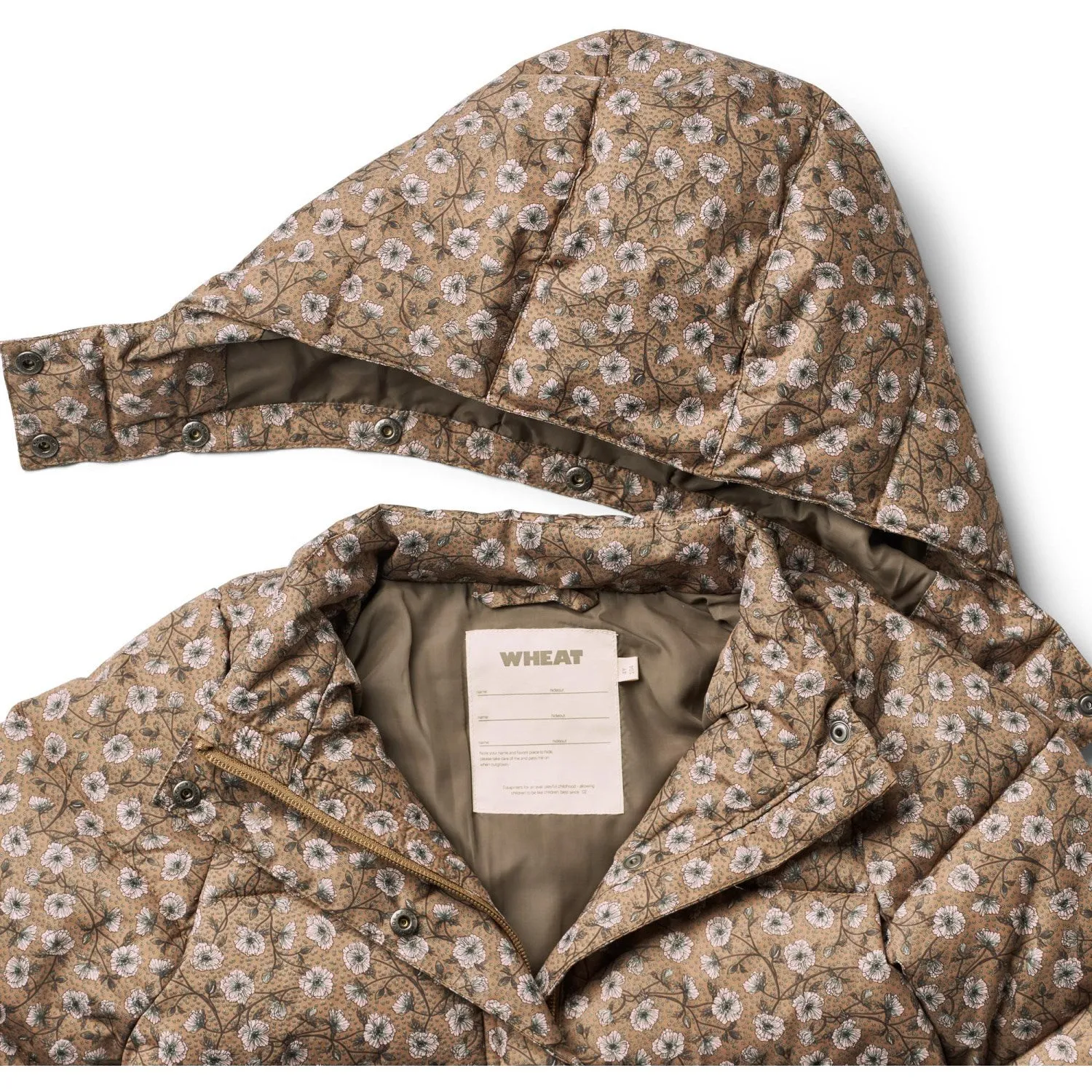 Wheat Caramel Anemones Puffer Coat Yrsa Snag Free Knit