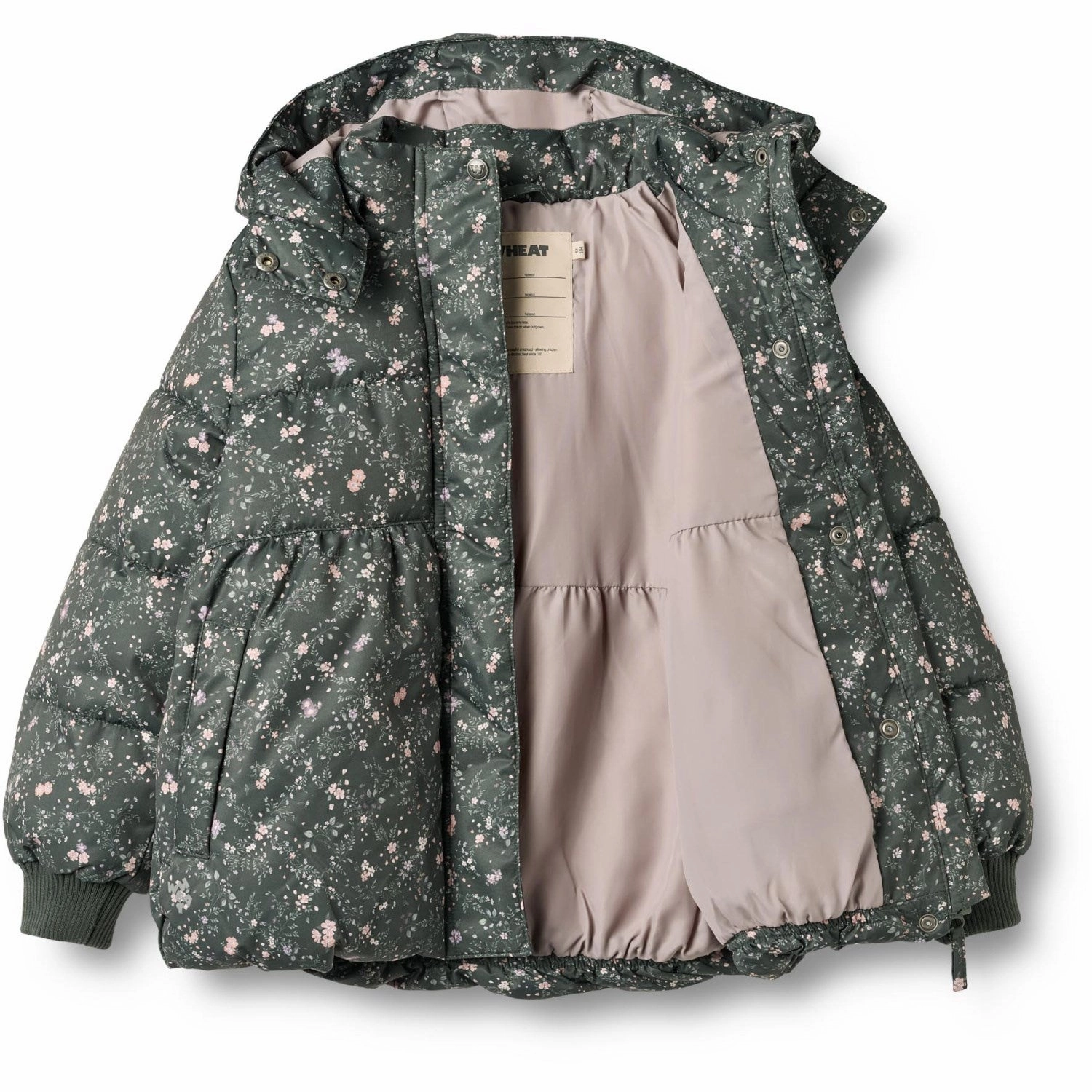 Travel Wardrobe NoiseFreeMaterial Wheat Forest Lake Checked Flowers Puffer Jacket Karla