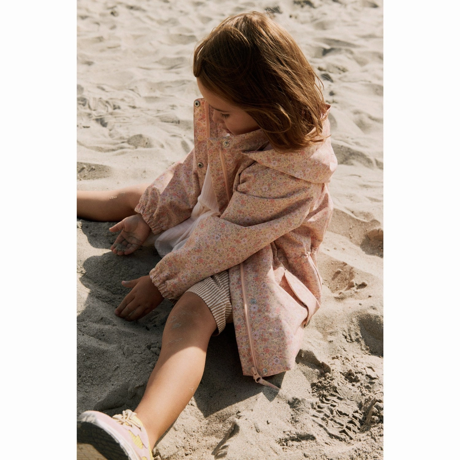 Elasticized Waist Adjustable Hood Wheat Lemonade Flowers Jacket Ada