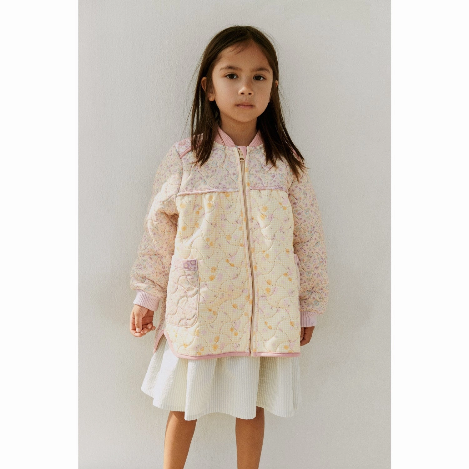 Packable Construction AdjustableDrawstring Wheat Pansies Thermo Jacket Liv