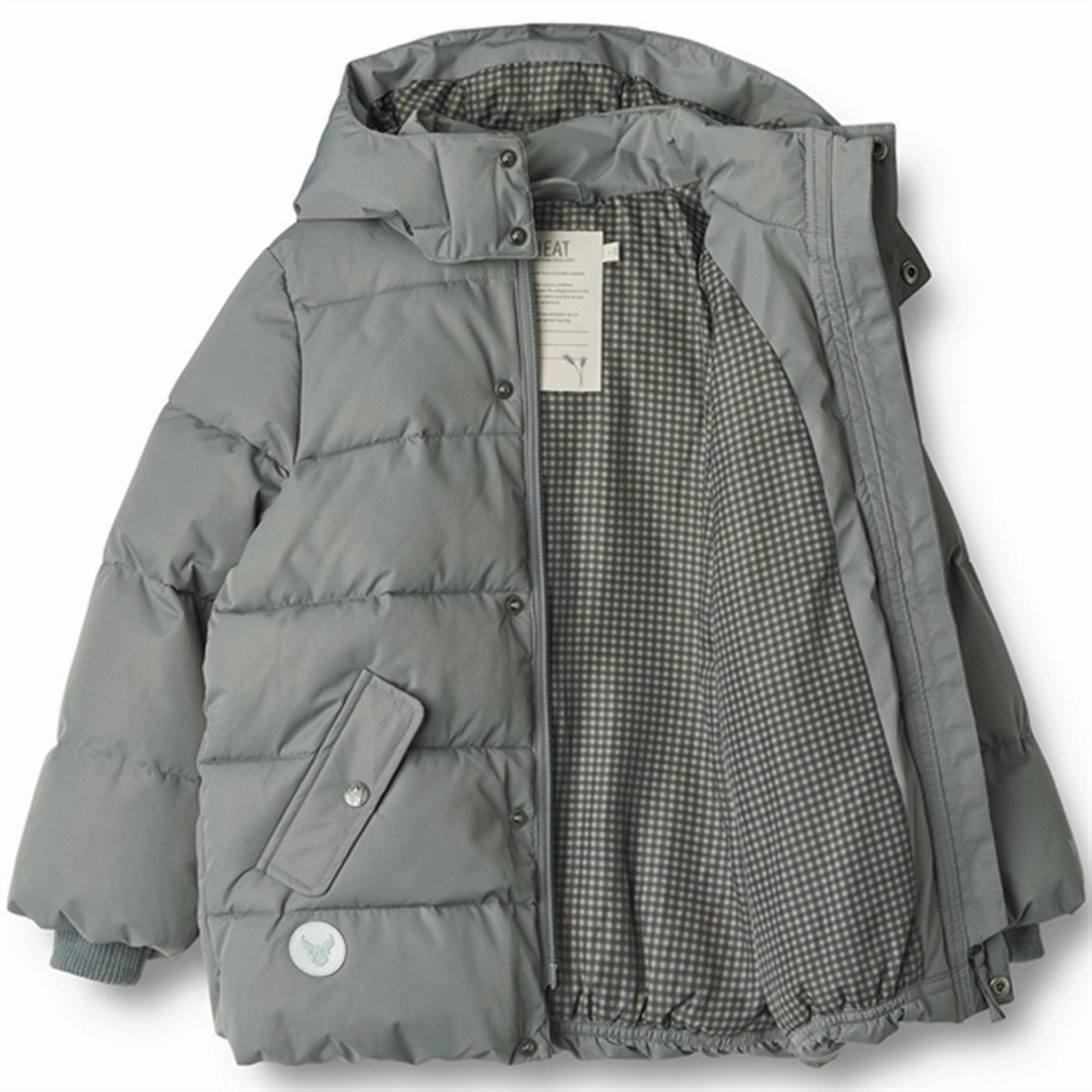 Wheat Puffer Jacket Gael Autumn Sky Bonded Hemline Bonded Collars
