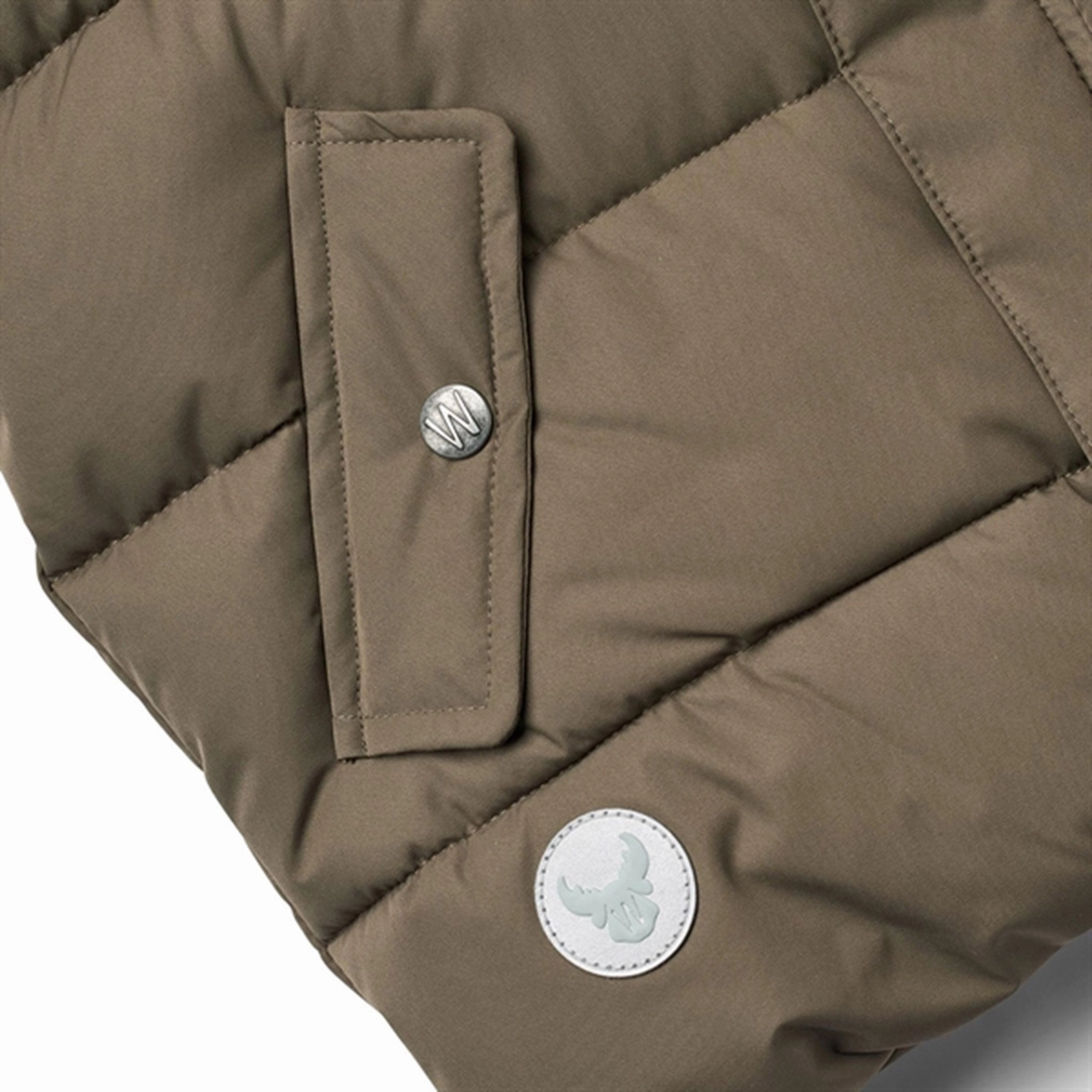 Heat Sealed Edges Low Profile Collar Wheat Puffer Jacket Gael Autumn Soil