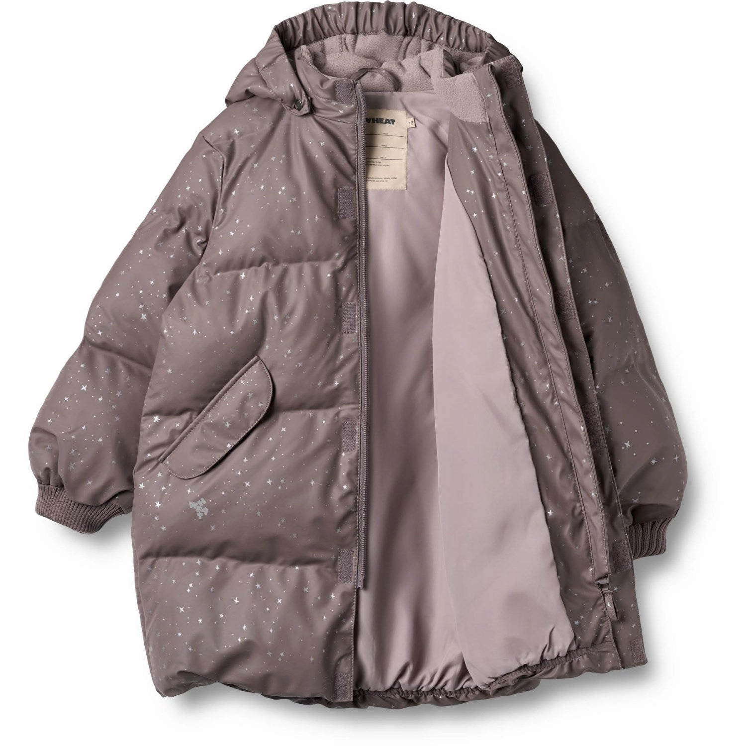 Wheat Purple Stone Stars PU Puffer Jacket Coast Four Way Stretch Recycled Textile