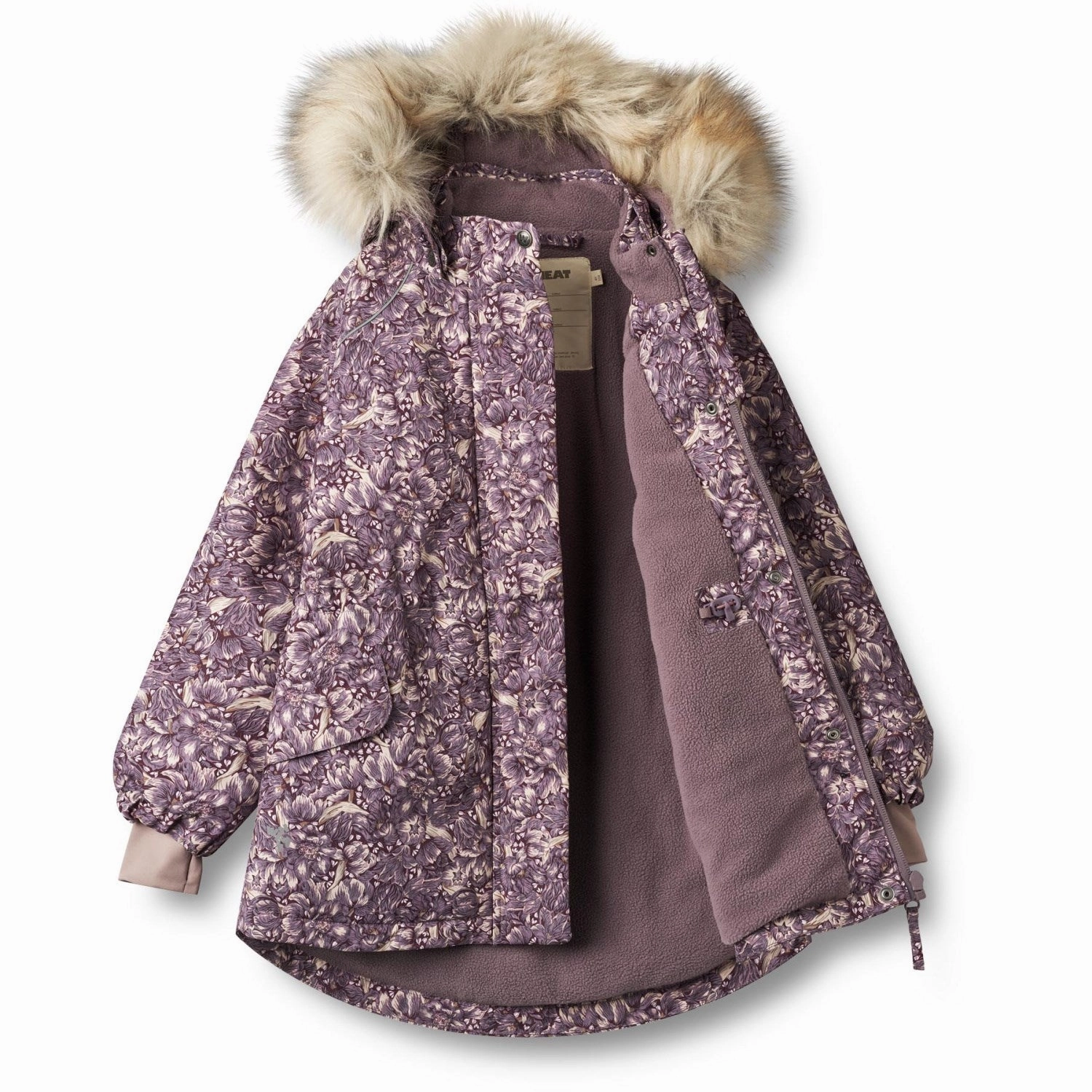 Wheat Purple Tulips Jacket Mathilde Tech Secure Internal Pockets Insulated Lining