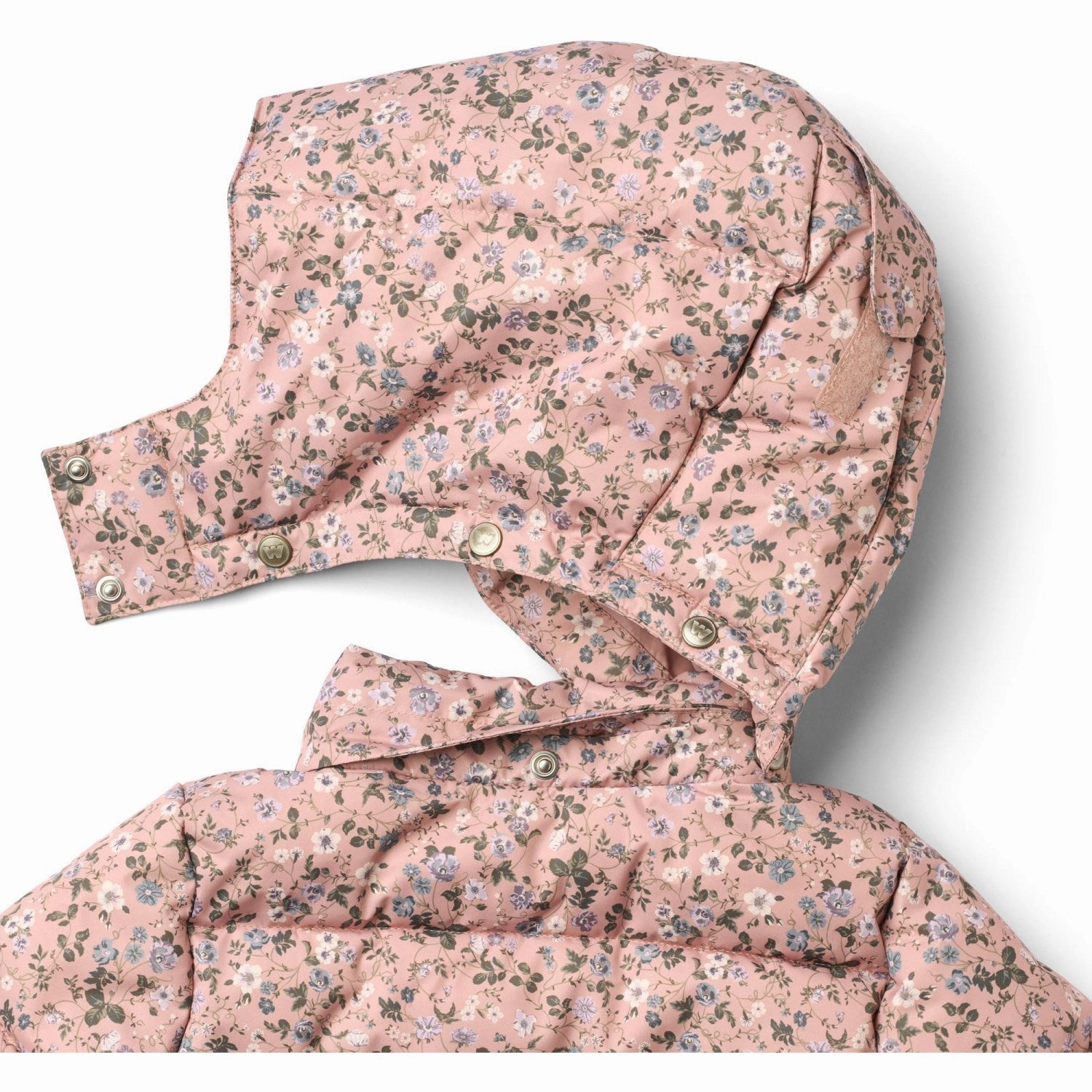 Hooded Comfort Fit Wheat Rose Powder Flowers Puffer Coat Yrsa