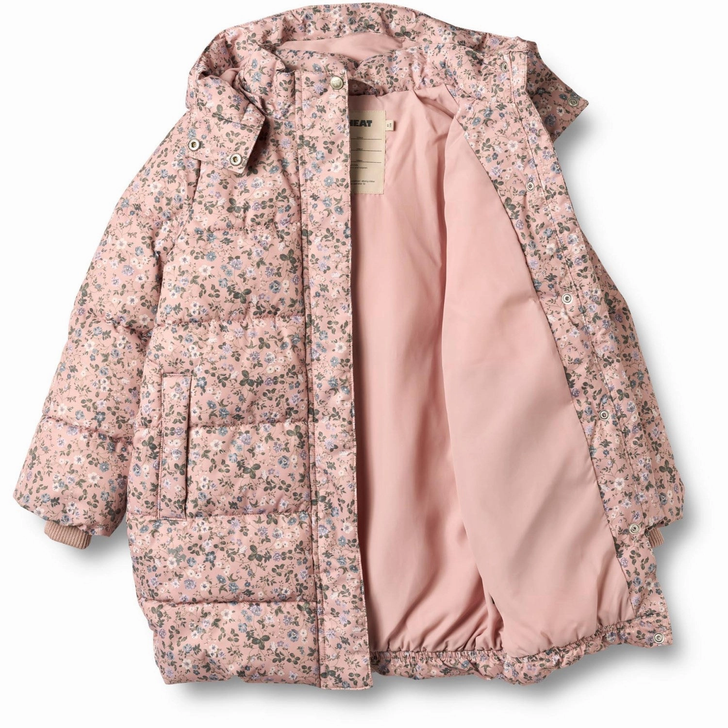 Wheat Rose Powder Flowers Puffer Coat Yrsa Contoured Back Panel