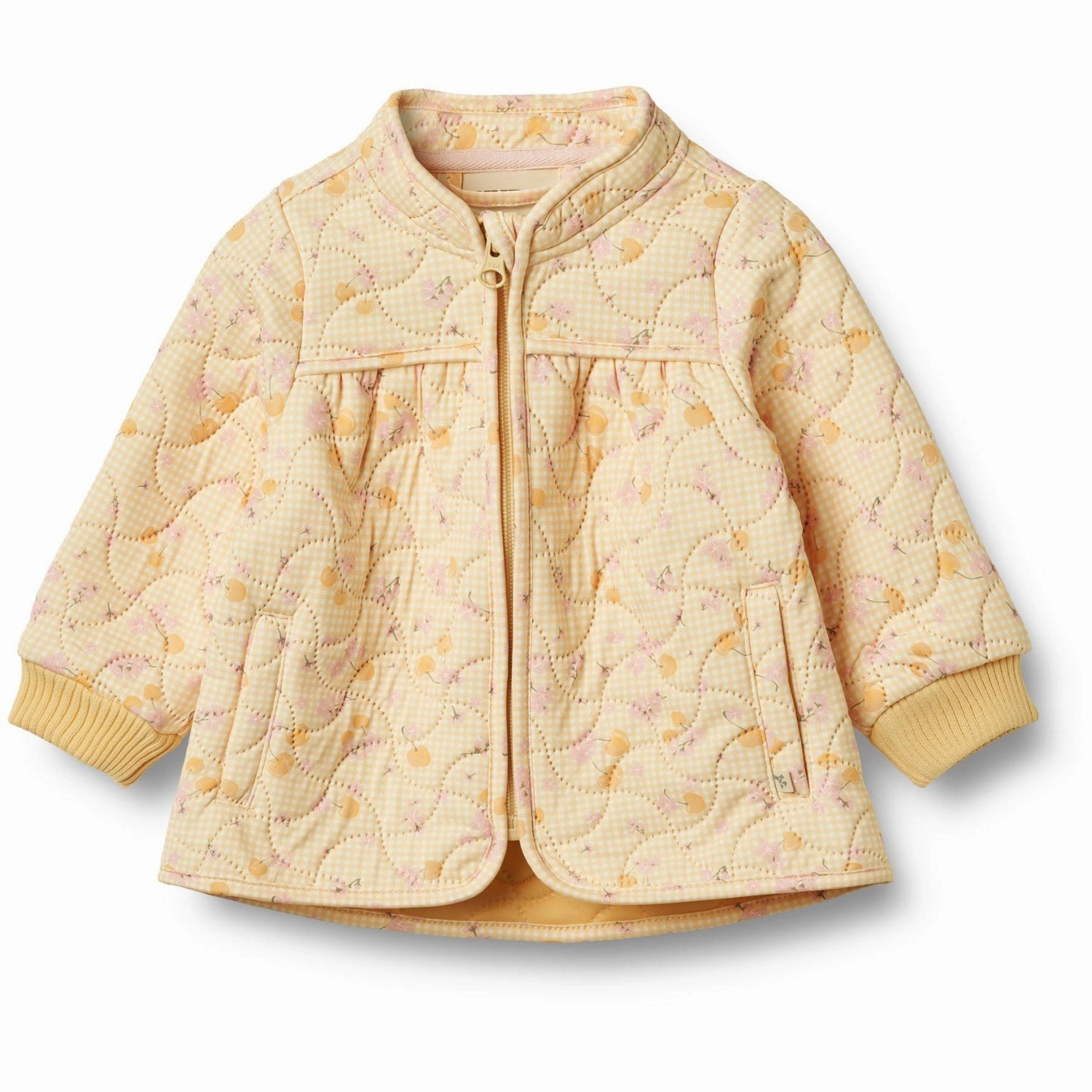 Wheat Yellow Cherries Thermo Jacket Tilde Non Restrictive Armholes Collapsible Packable Design
