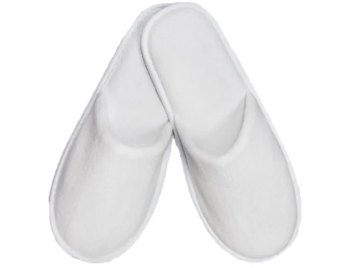 White Closed Toe Adult Velour Slippers