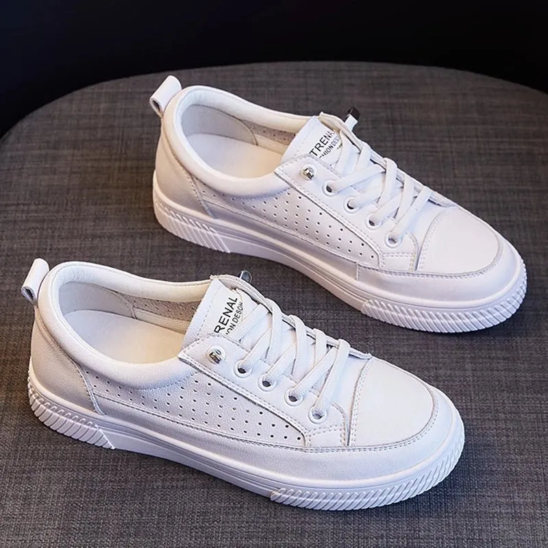White Flat Walking Shoes