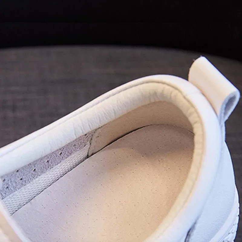 White Flat Walking Shoes