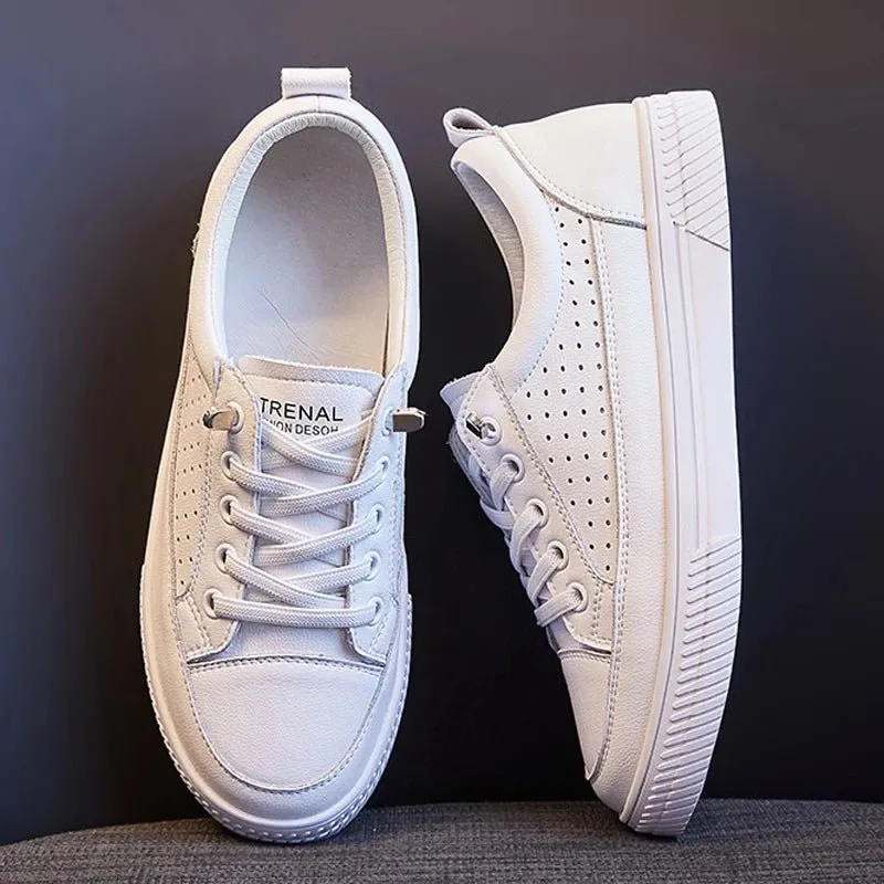White Flat Walking Shoes