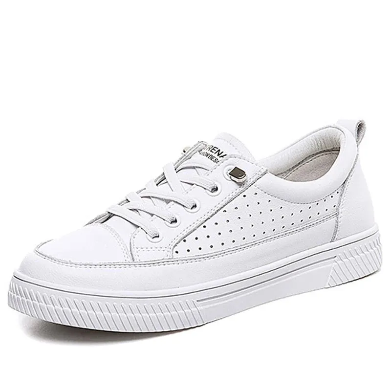 White Flat Walking Shoes