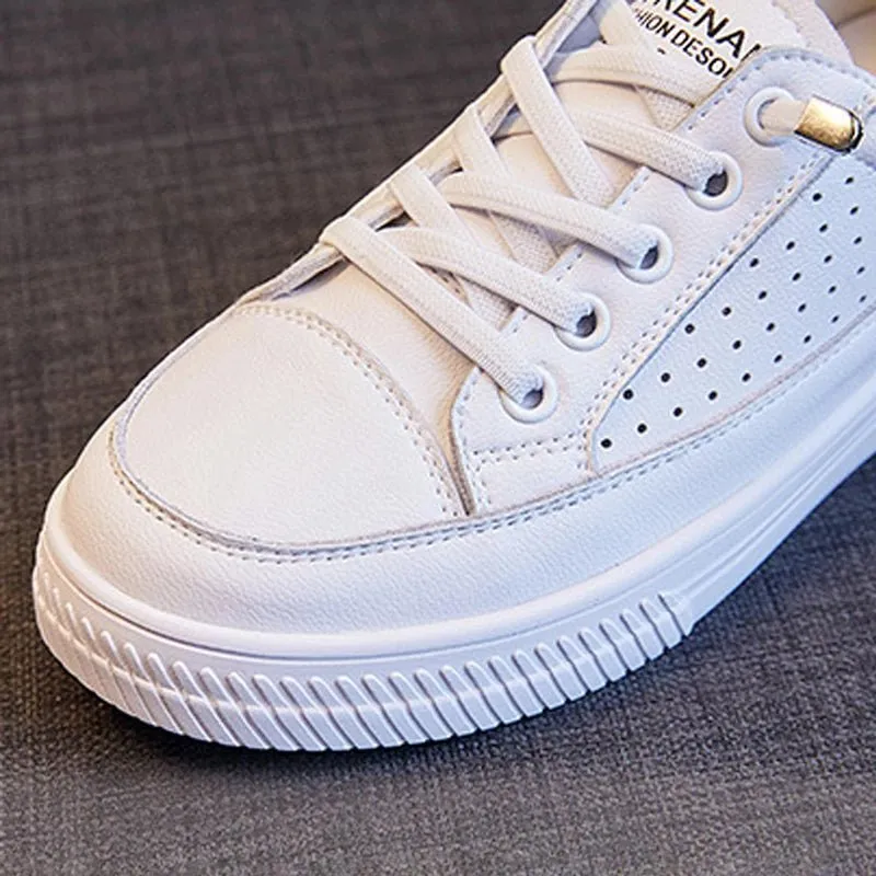 White Flat Walking Shoes