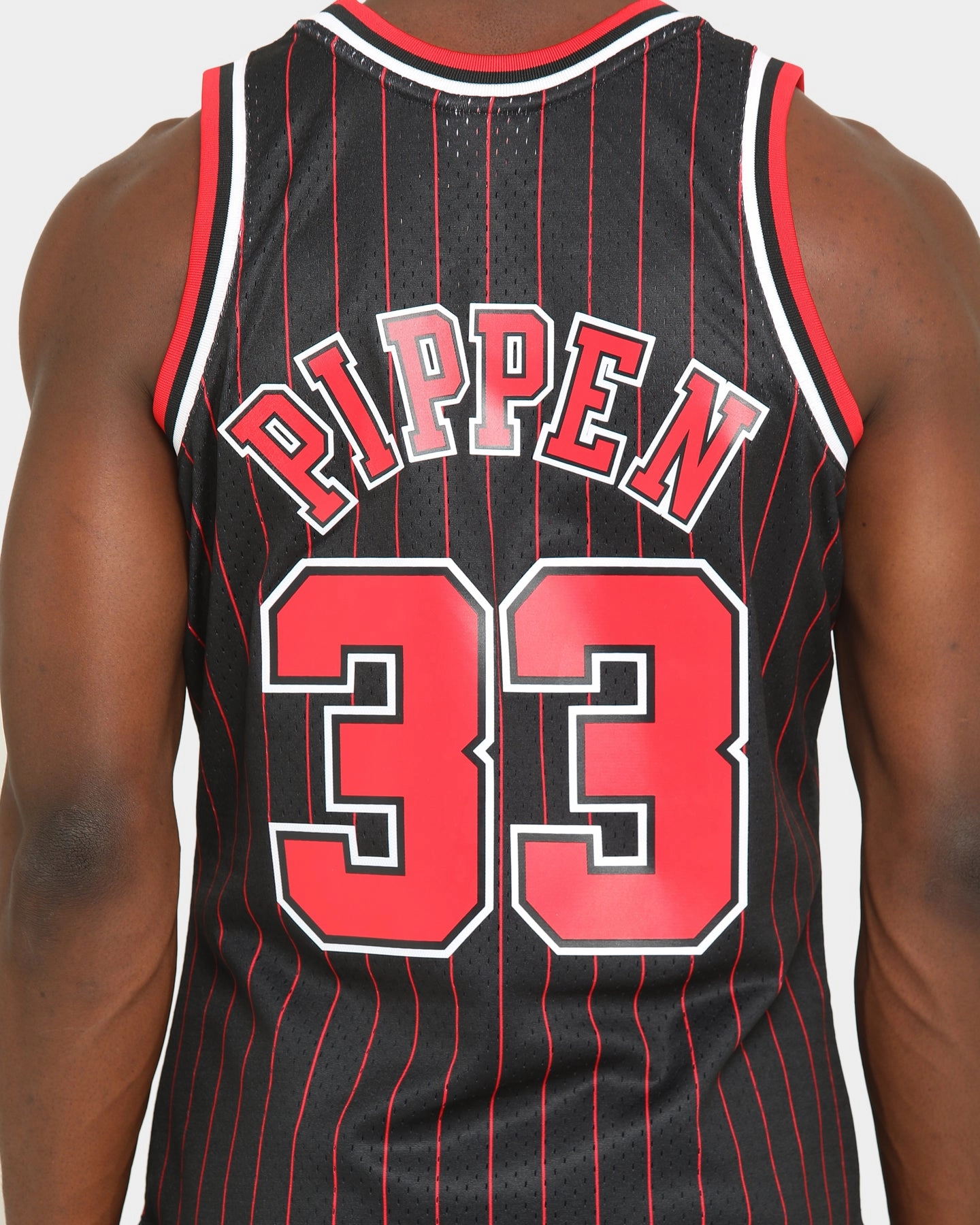 Stylish performance Brushed Fleece Lining Mitchell & Ness Chicago Bulls Scottie Pippen '95-'96 #33 Swingman Jersey Black