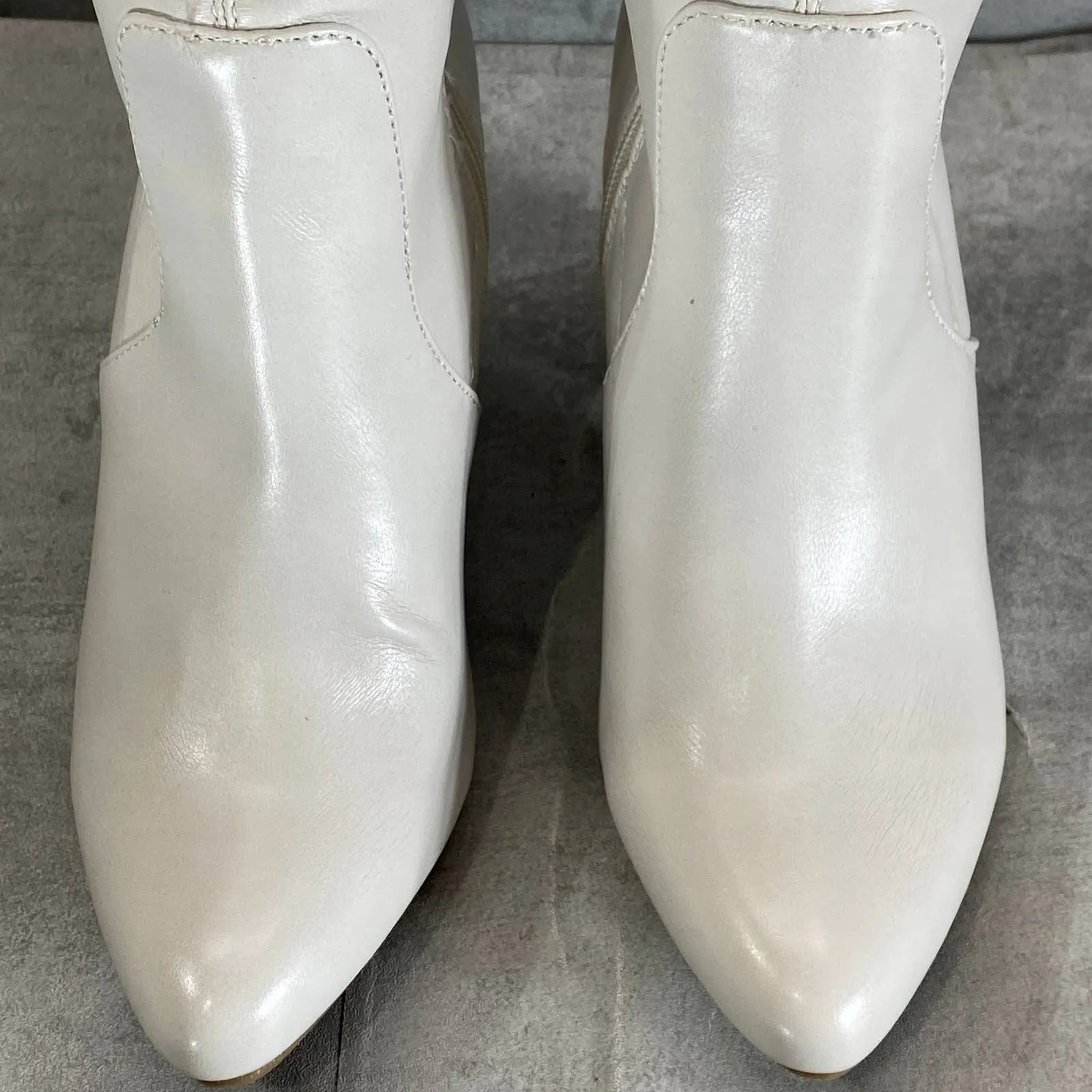 WILD PAIR Women's Off White Bravy Over-The-Knee Stretch Block-Heel Boots SZ 6