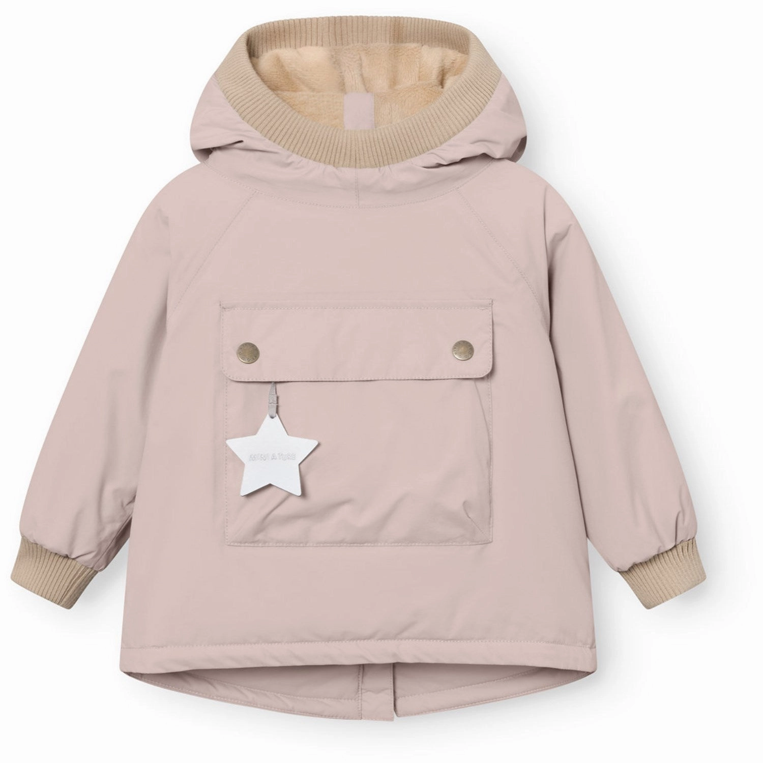 Cold Day Look Reflective Trim Mini A ture Cloudy Rose Matbabywen Fleece Lined Winter Anorak. GRS