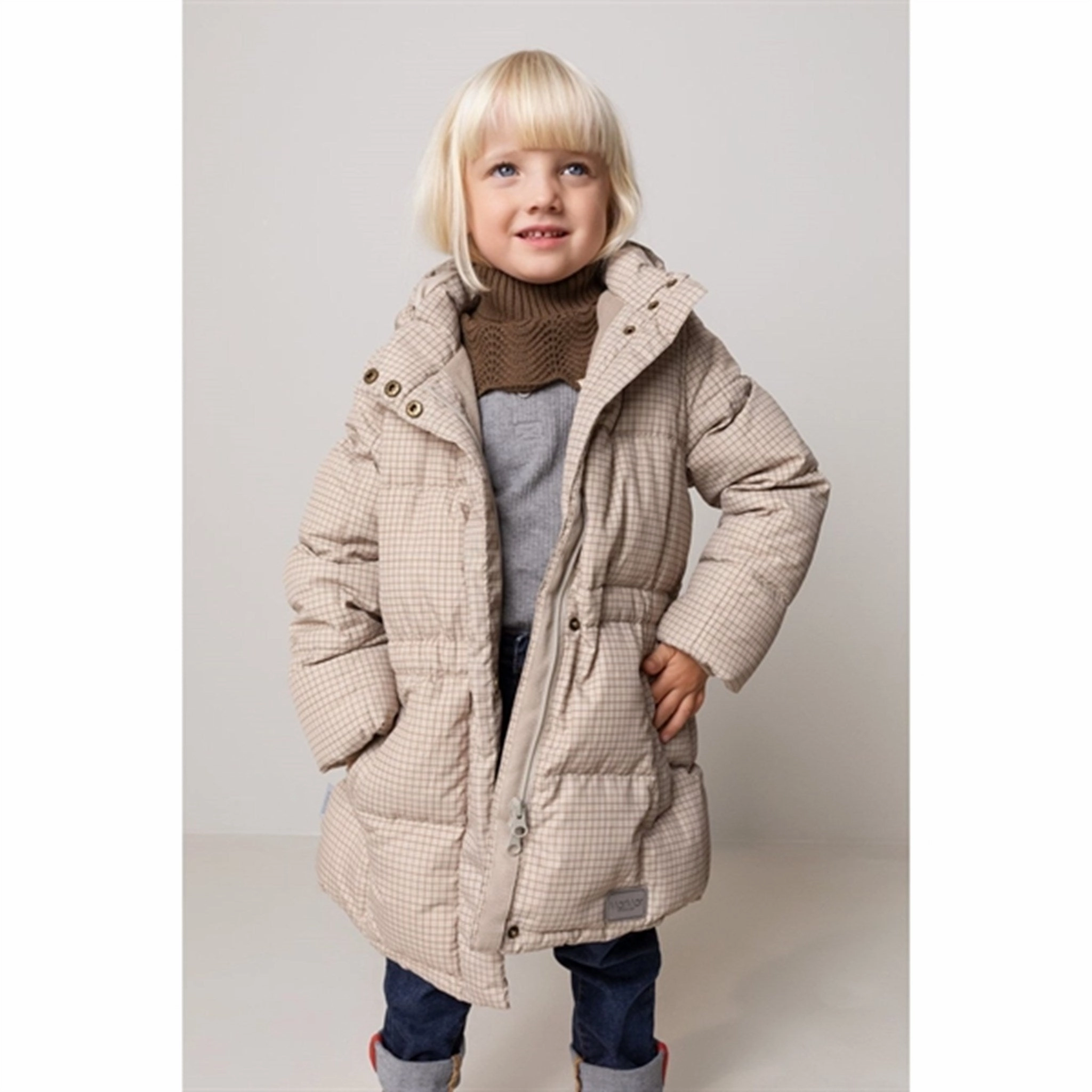 MarMar Olvin Puffer Down Jacket Wood Check Weatherproof Zippers