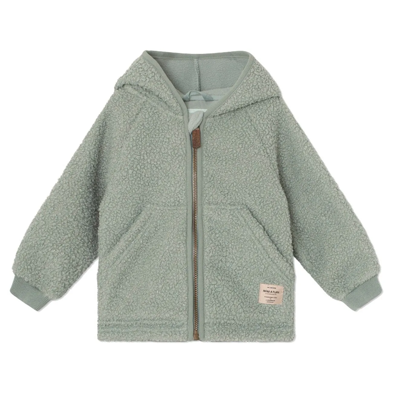 Mini A ture Pale Green Liff Teddy Fleece Jacket UV Protective Coating Soft Shell