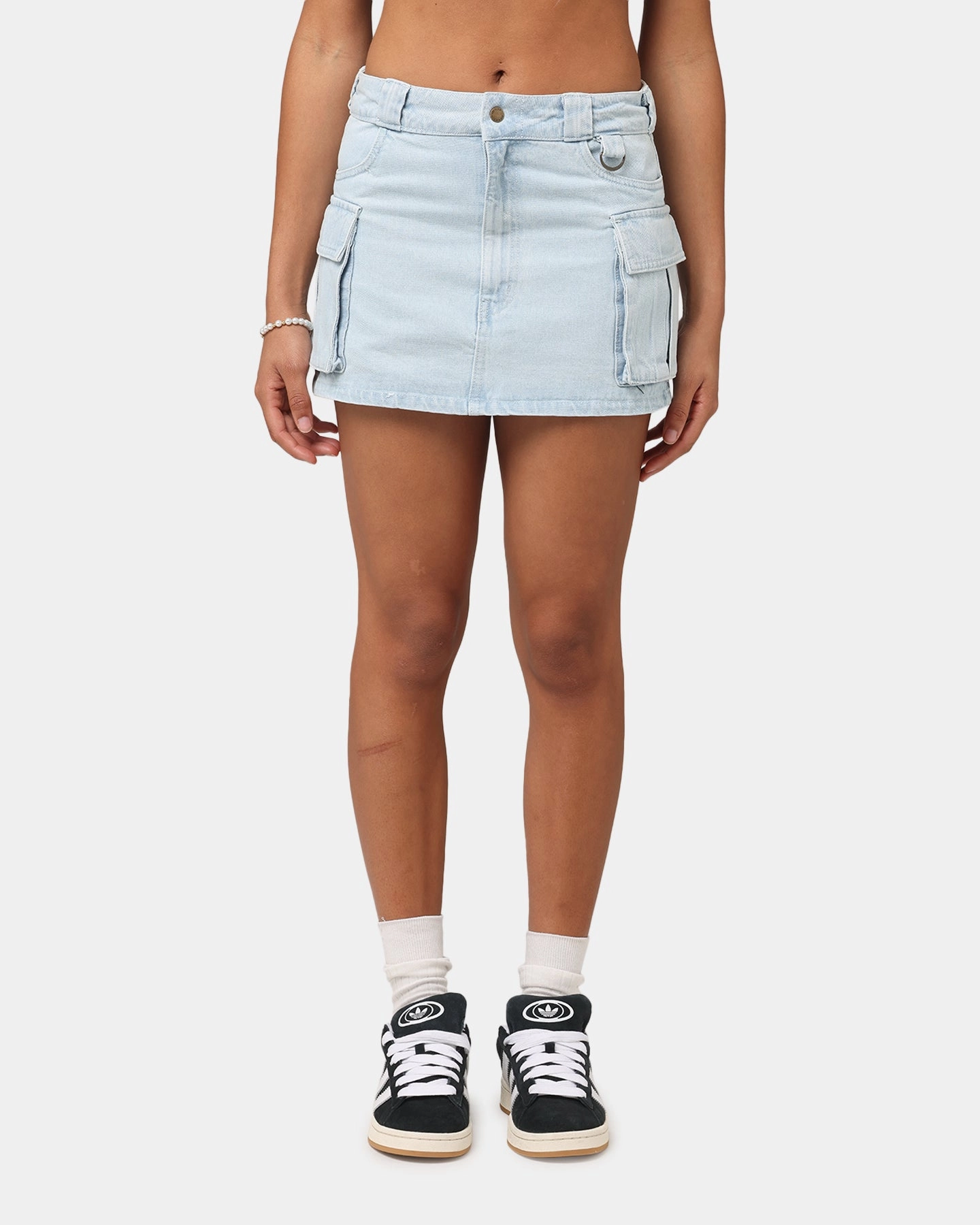Flexible Seam Dickies Women's 874 Light Denim Cargo Mini Skirt Sky Blue