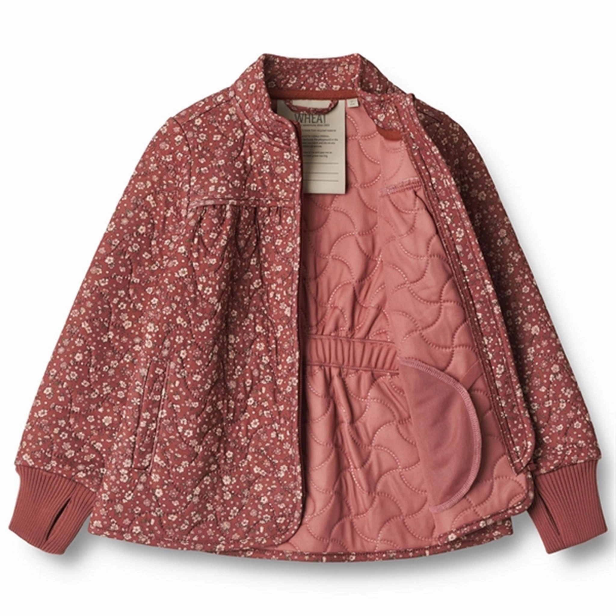 Wheat Thermo Red Flowers Jacket Thilde wrinkle free finish High Performance Blend
