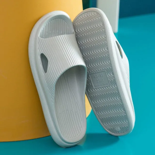 Women Thick Platform Slippers Summer Fashion EVA Soft Sole Beach Slide Sandals Men Couple's Indoor Bathroom Anti-Slip Shoes Home
