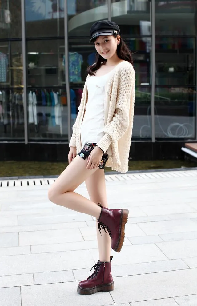Women's Autumn/Winter Leather Lace Up Ankle Boots