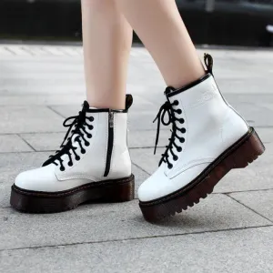 Women's Autumn/Winter Leather Lace Up Ankle Boots