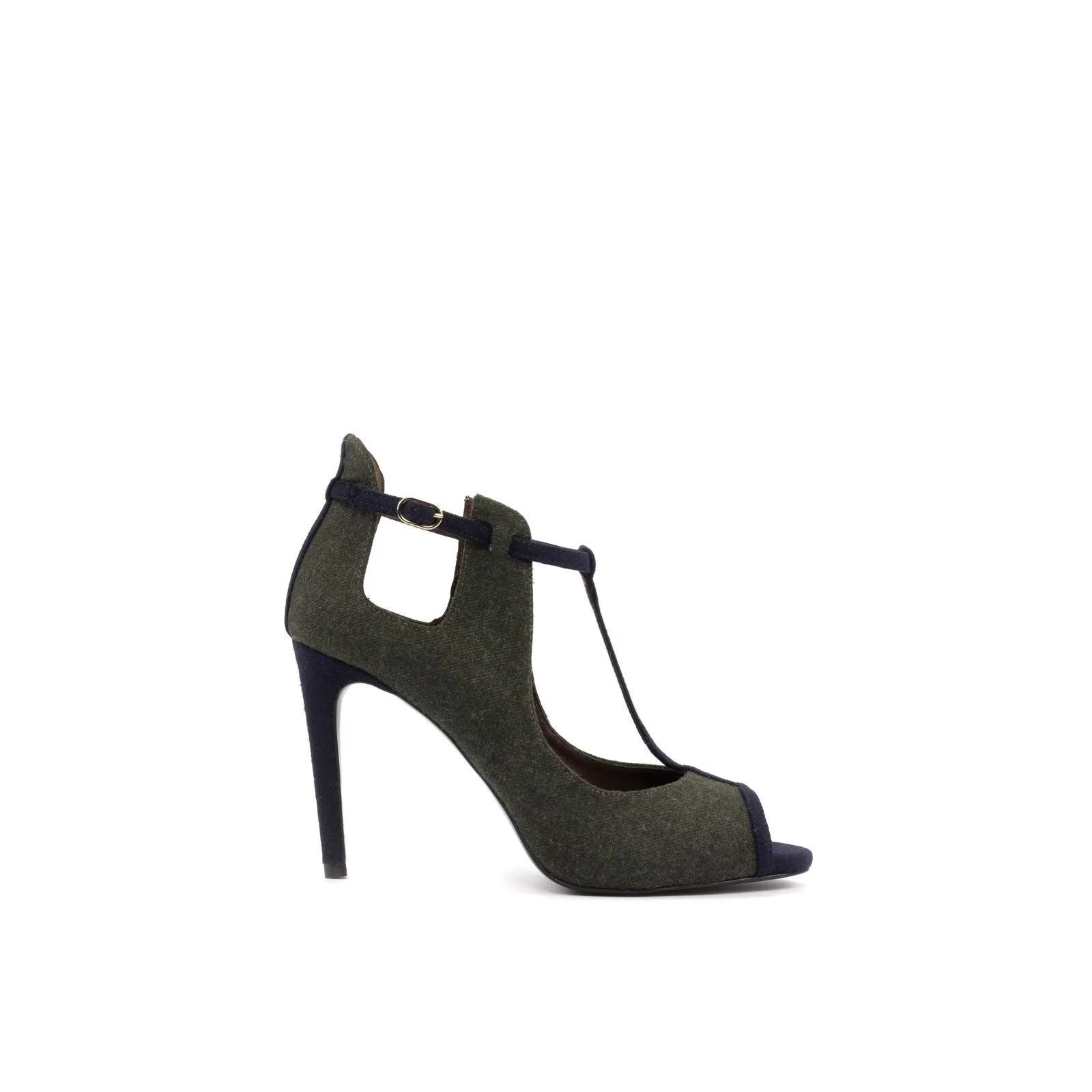 Women's Barcelona Leather High Heels Wide Plus Size Green 5894