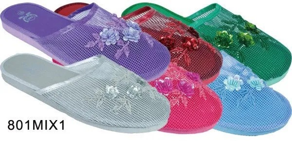 women's beaded mesh slipper size 5-10 (mix 1a) Case of 96
