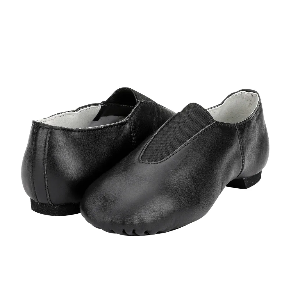Women's Black Slip on Leather Jazz Shoes