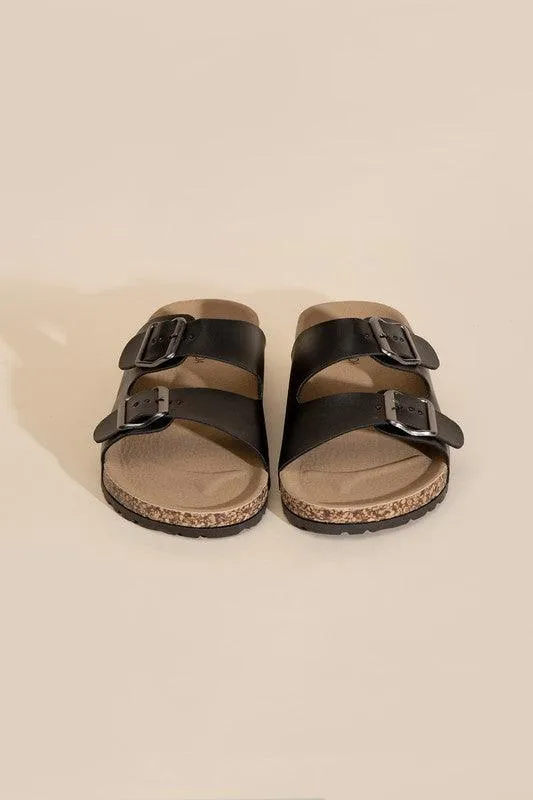 Womens Buckle Strap Slides