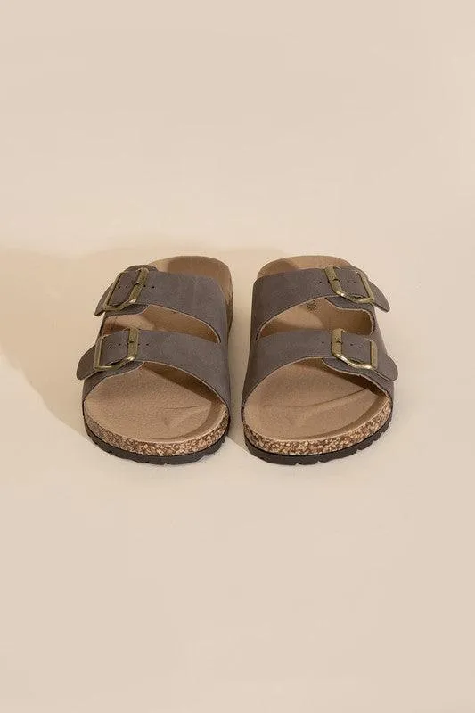 Womens Buckle Strap Slides