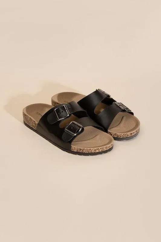 Womens Buckle Strap Slides