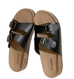 Womens Buckle Strap Slides