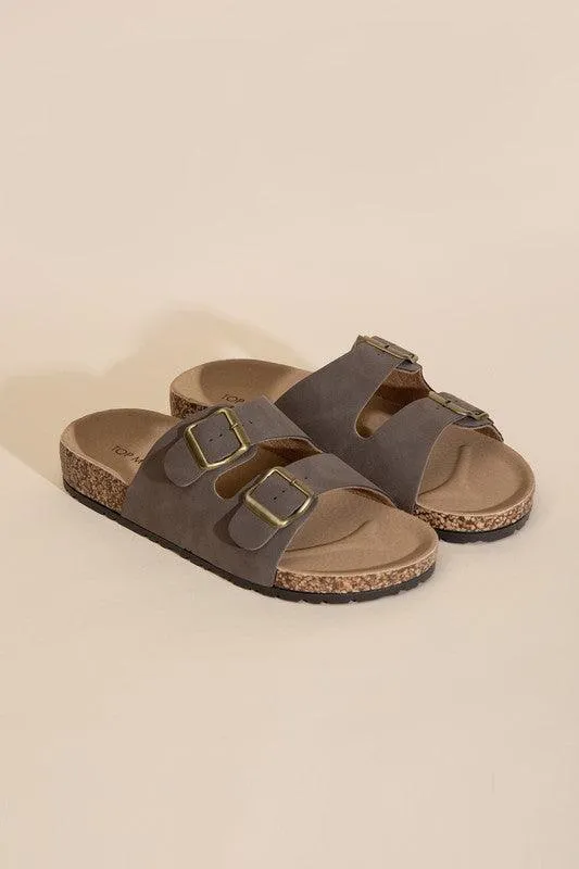 Womens Buckle Strap Slides