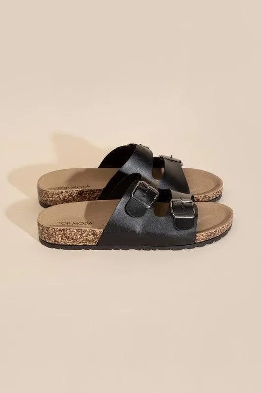 Womens Buckle Strap Slides