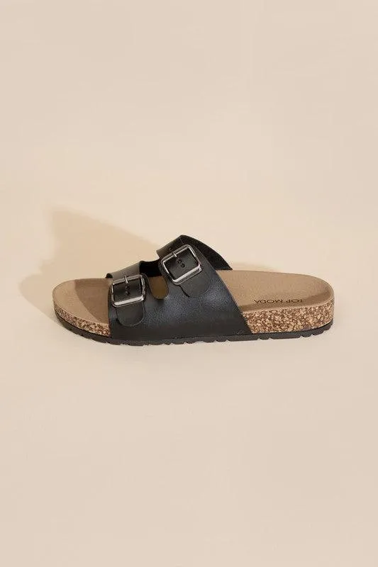 Womens Buckle Strap Slides