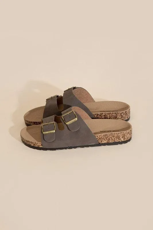 Womens Buckle Strap Slides