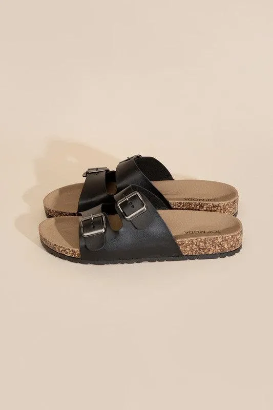 Womens Buckle Strap Slides