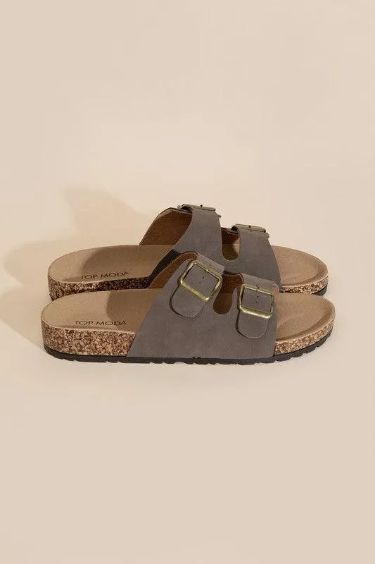 Womens Buckle Strap Slides