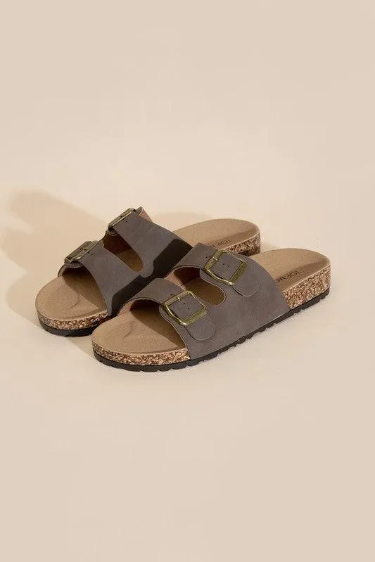Womens Buckle Strap Slides