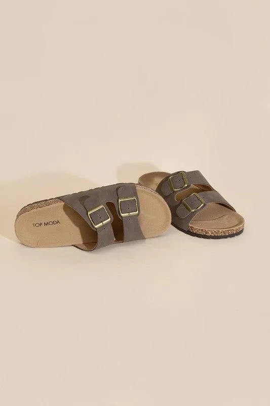 Womens Buckle Strap Slides