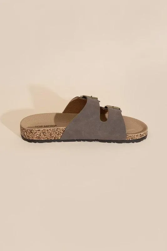 Womens Buckle Strap Slides