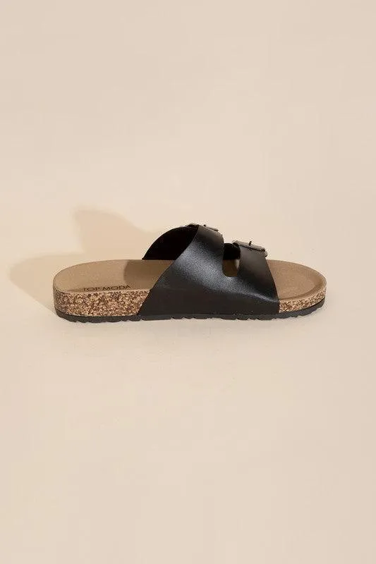 Womens Buckle Strap Slides