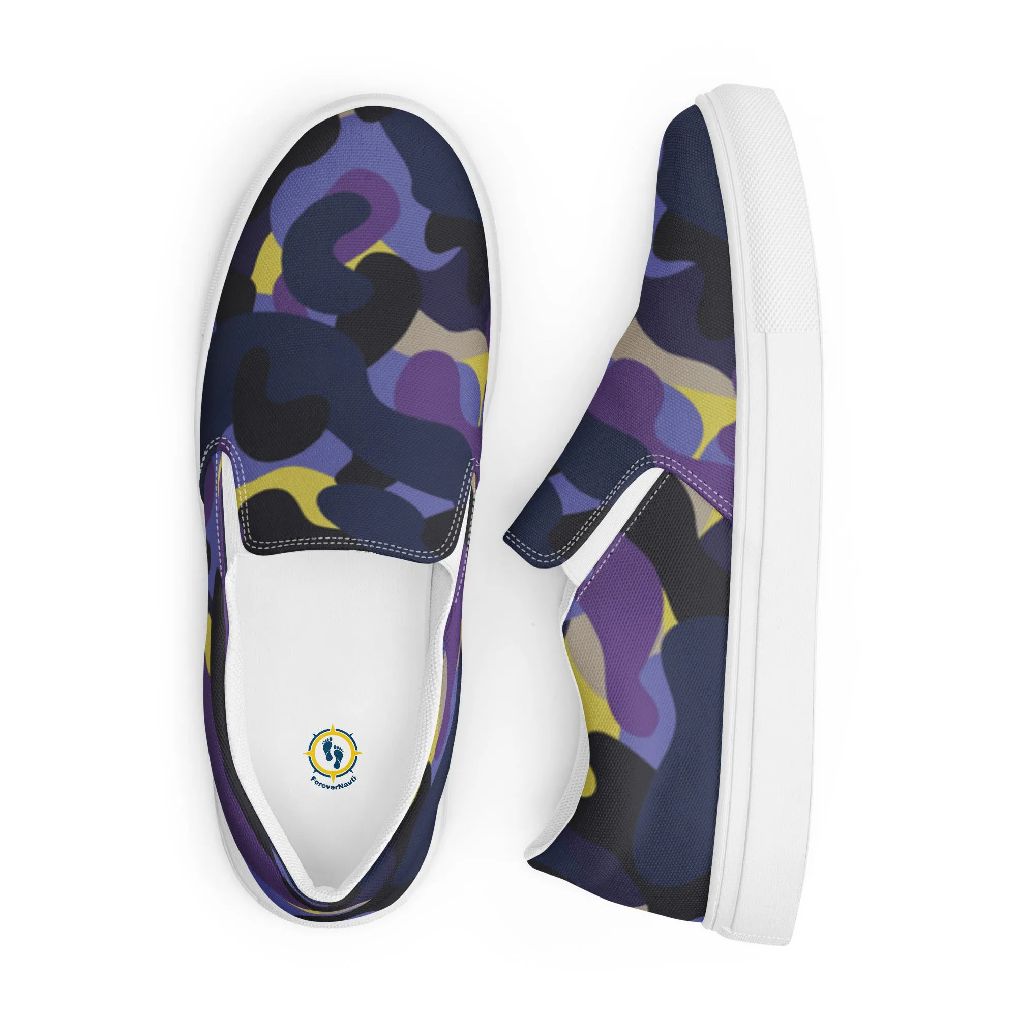 Women’s Camo slip-on canvas shoes, Purple camo shoes