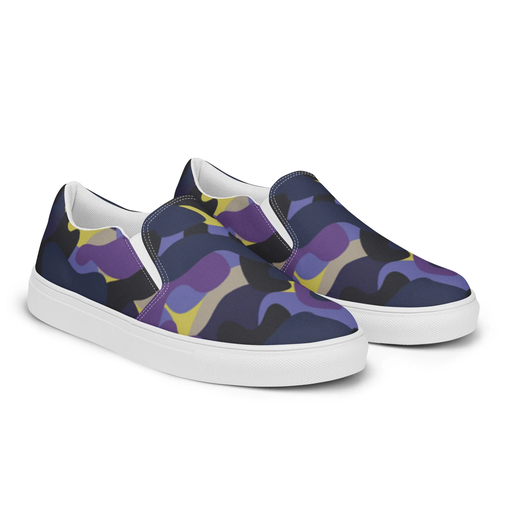 Women’s Camo slip-on canvas shoes, Purple camo shoes